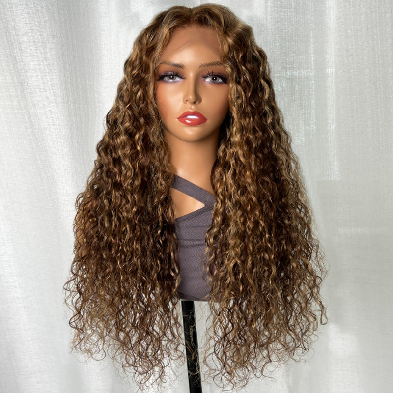 Sunber Water Wave Honey Blonde Highlighted 13x4 Lace Front Wig With Trend Color Wig