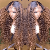 Sunber Piano Brown Highlight Color Best Fluffy Curly 13X4 Lace Front Wigs For Black Women