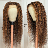[22"=$169] Flash Sale Sunber Piano Brown Highlight Big Curly 13*4 Lace Frontal Wigs Water Wave Wig