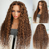 Sunber $100 Off Piano Brown Highlight Water Wave 13*4 Lace Frontal Wigs