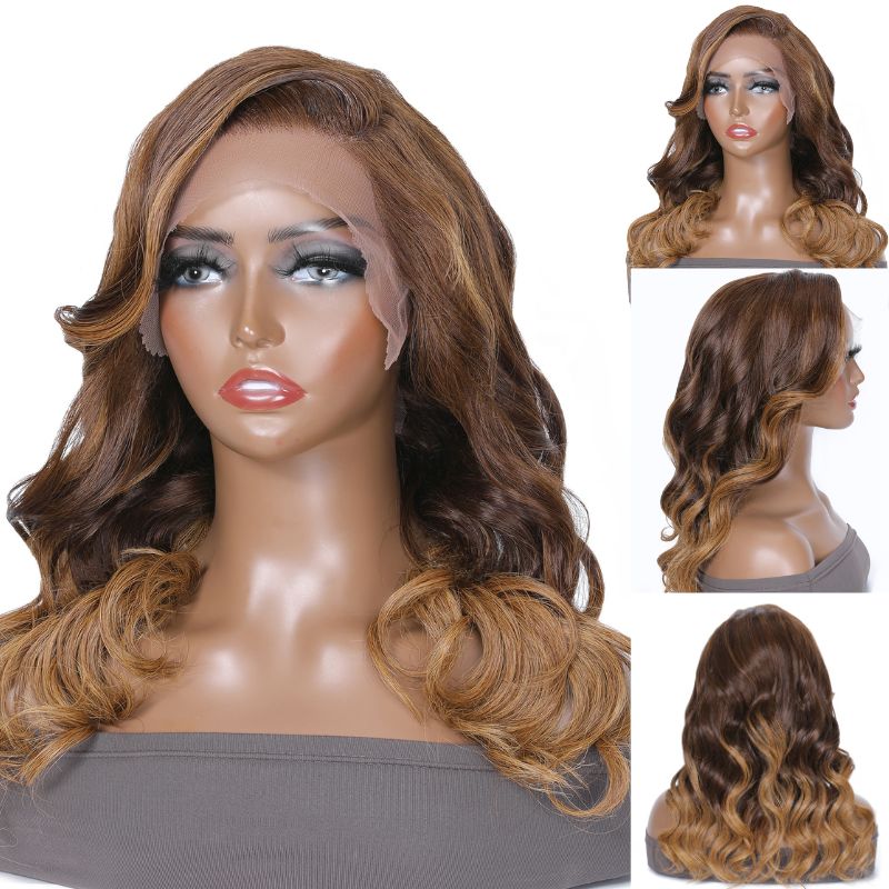 Sunber Long Side Part Bob Wig Ombre Face-framing highlight Loose Wave 13*4 Lace Front Wig