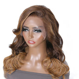 Sunber Long Side Part Bob Wig Ombre Face-framing highlight Loose Wave 13*4 Lace Front Wig