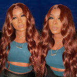 Sunber Body Wave Put on and Go  Reddish Brown 7x5 Bye Bye Knots Pre-Cut Lace Human Hair Wigs With Pre-Plucked