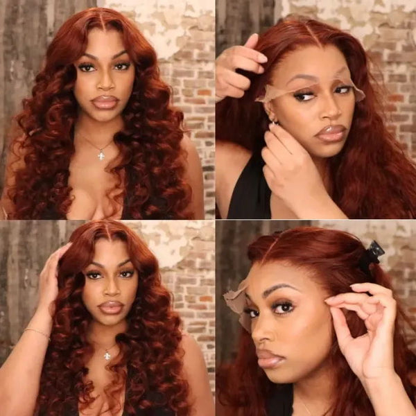 Extra 60% Off |Sunber Reddish Brown Body Wave 13*4 Lace Front Wigs Pre-Plucked With Babyhair