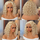 Sunber 613 Blonde Short Water Wave Bob Wig 100% Human Hair 13x4 Lace Front Wigs
