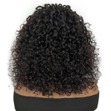 Sunber Natural Black Curly Bob Wigs With Bangs Human Hair Air Wig Cap For Women