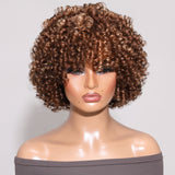 Sunber Curly Short Bob Wig With Bangs
