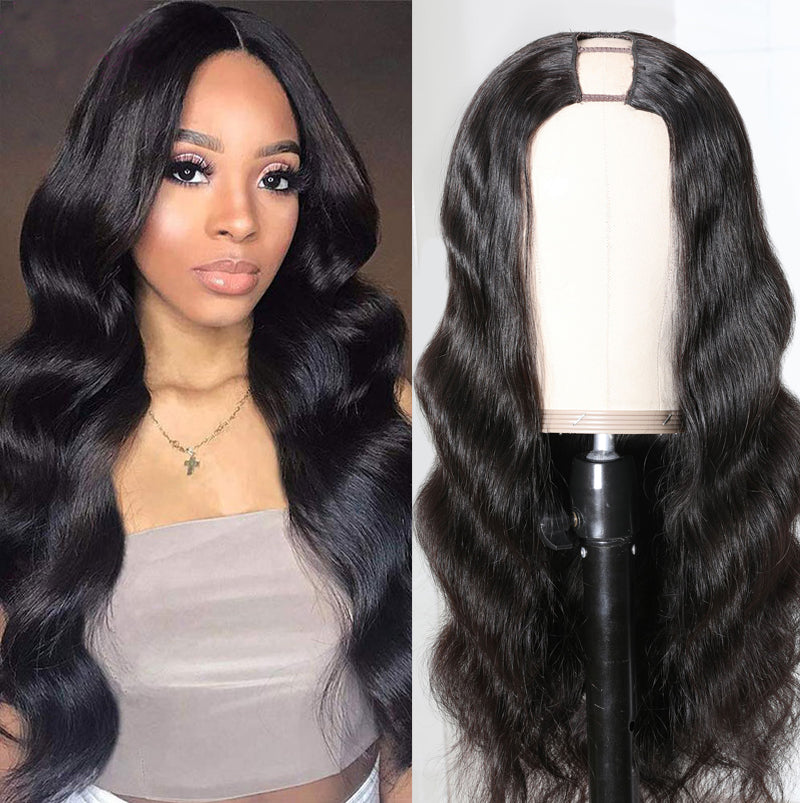 Sunber Luxury Density Body Wave U Part Wig Glueless Human Hair Wigs