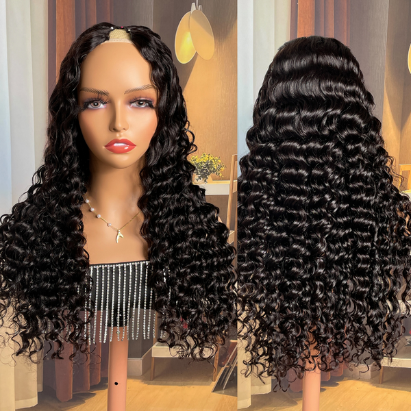 Sunber V Part Wig Deep Wave No Leave Out Human Hair Wigs Beginner Friendly