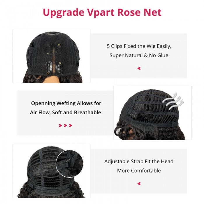 Sunber Reddish Brown Dark Roots V Part Wig Body Wave Glueless Human Hair Wigs