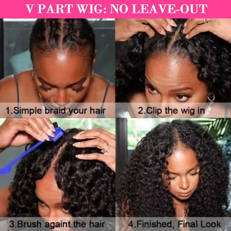 Sunber Effortless To Put On Wet And Wavy V Part Wig Water Wave Human Hair