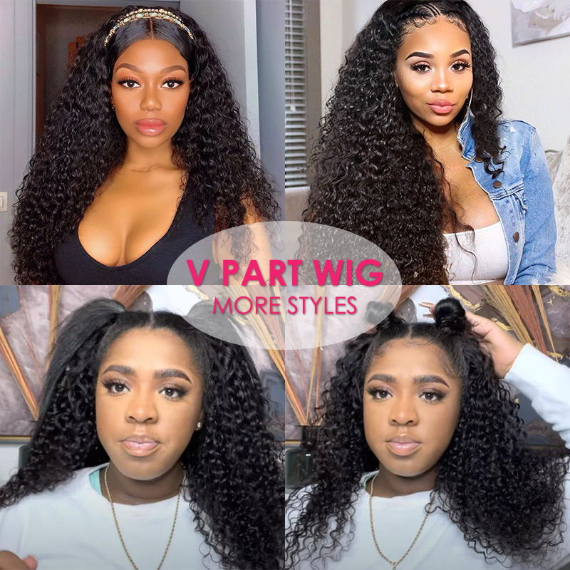 Sunber V Part Wig Deep Wave No Leave Out Human Hair Wigs Beginner Friendly