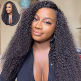 Flash Sale Sunber Afro Kinky Curly V Part Wig Real Human Hair No Leave Out No Glue Wig