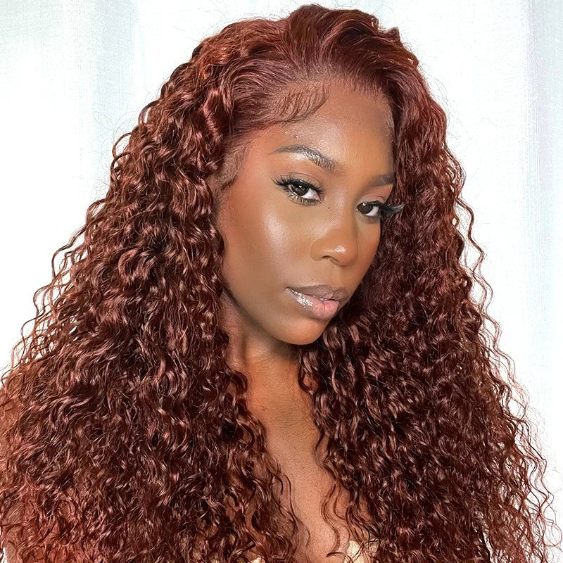 Sunber Reddish Brown Wet And Wavy 13*4 Lace Front Wigs Water Wave Pre-Plucked Human Hair Wigs Flash Sale