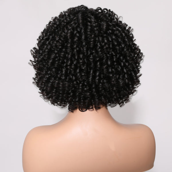 Sunber Wear & Go Curly Fringe Black Glueless Short Wig With Bangs