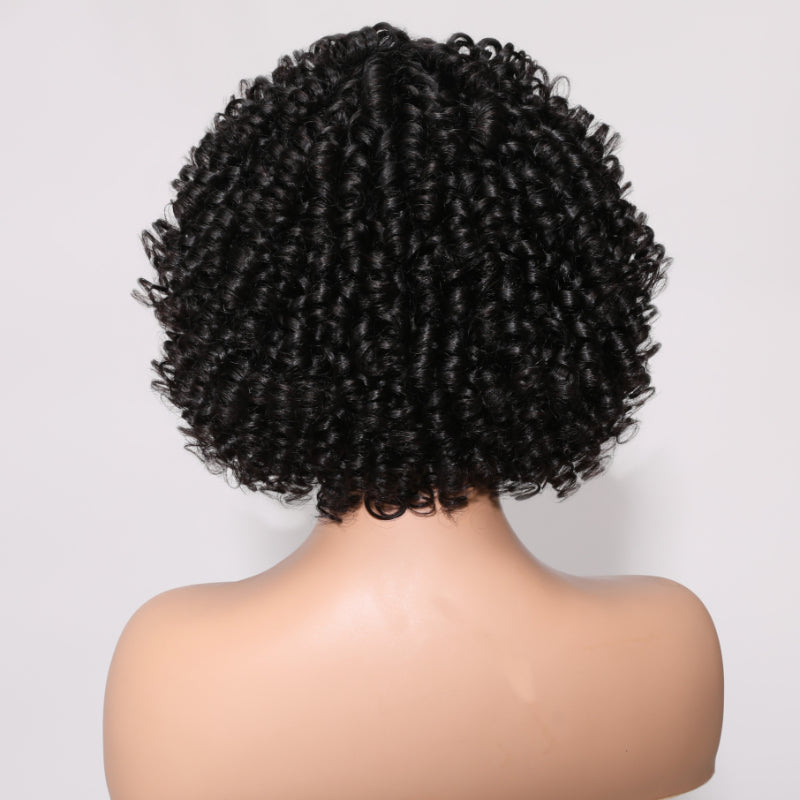 Sunber Wear & Go Curly Fringe Black Glueless Short Wig With Bangs