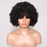 Sunber Wear & Go Curly Fringe Black Glueless Short Wig With Bangs