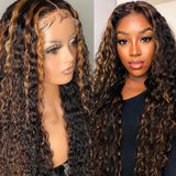 Flash Sale Sunber Highlight Blonde Balayage Color Water Wave 13x4 Lace Front Wigs Fall Color Wigs