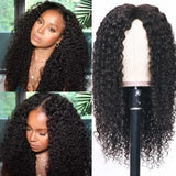 【20”=$59】Sunber Effortless To Put On Curly V Part Wig Human Hair No Leave Out Glueless Wigs Flash Sale