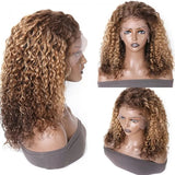 Sunber Ombre Honey Blonde Brown Color Layered Bob Water Wave Lace Front Wig