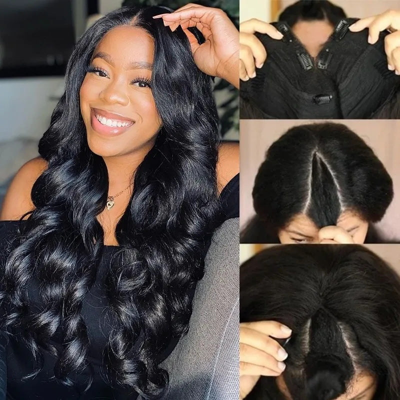Sunber Small Head Friendly Body Wave New V Part Wigs No Leave Out Glueless Upgrade U Part Wigs
