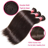 Peruvian Straight Hair Weave 3 Bundles with 360 Lace Frontal, 100% Human Virgin Hair - Sunberhair