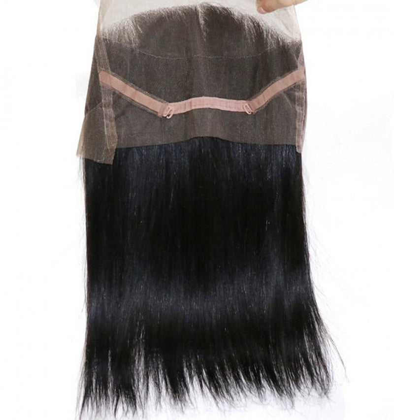 Peruvian Straight Hair Weave 3 Bundles with 360 Lace Frontal, 100% Human Virgin Hair - Sunberhair